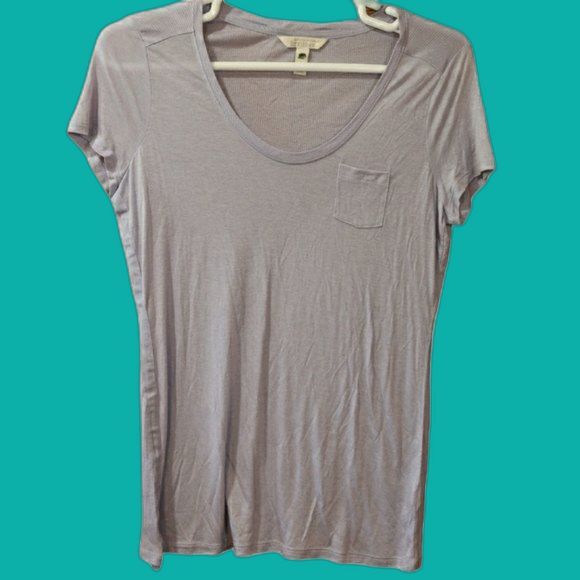 Banana Republic Tops - Banana Republic Heritage Lavender Pocket Ribbed Tshirt LG Lyocell
